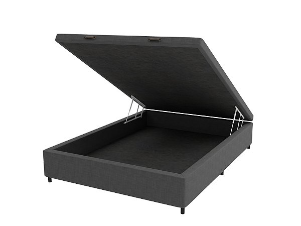 Base Box Aplauso com Baú Frontal - Casal - 1,38 x 1,88m - Altura 43cm - Bord Reto Preto
