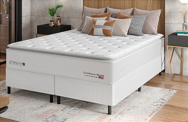 Colchão com Box Gabbana Sense Pillowtop Me - Queen - 1,58 x 1,98m - Altura 28cm