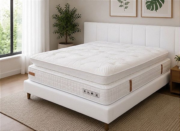 Colchão com Box Cloud Pillowtop Me - Queen Size - 1,58 x 1,98m - Altura 40 cm