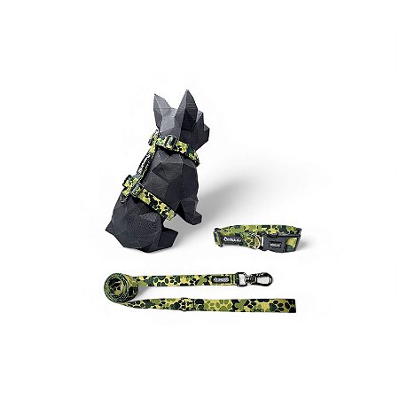 Kit Peitoral H antipuxão para cachorros com Coleira e Guia Milicão