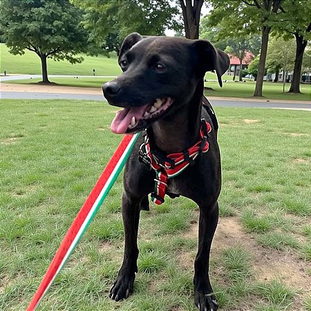 Kit Peitoral H antipuxão para cachorros com Coleira e Guia Melancia