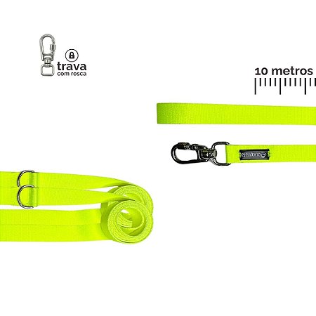 Guia Longa 10 metros para cachorros Neon Amarelo
