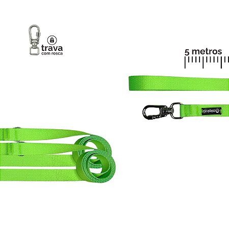 Guia Longa 5 metros para cachorros Neon Verde