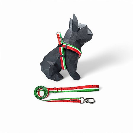 Kit Peitoral Americano para cachorros com Guia Melancia