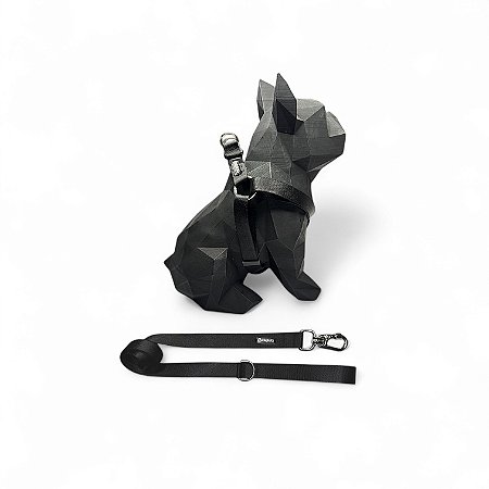 Kit Peitoral Americano para cachorros com Guia Preto