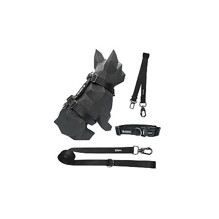 Kit 4 peças Passeio completo para cachorros Preto