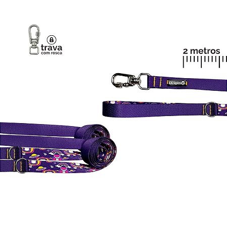 Guia Longa 2 metros para cachorros Roxo