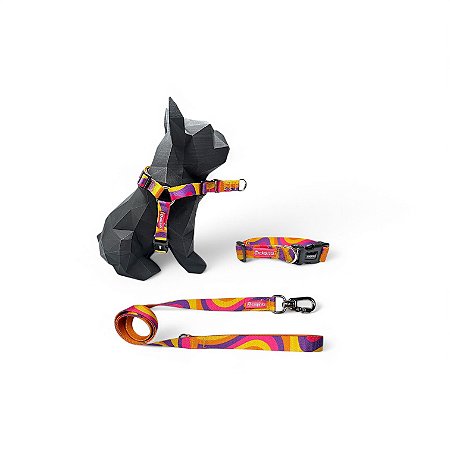 Kit Peitoral Y Antipuxão para cachorros com Coleira e Guia Wave