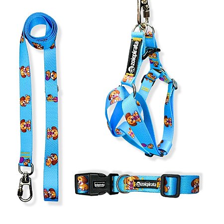 Kit Peitoral Americano para cachorros com Coleira e Guia Puppy