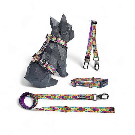 Kit 4 peças Passeio completo para cachorros Emoji