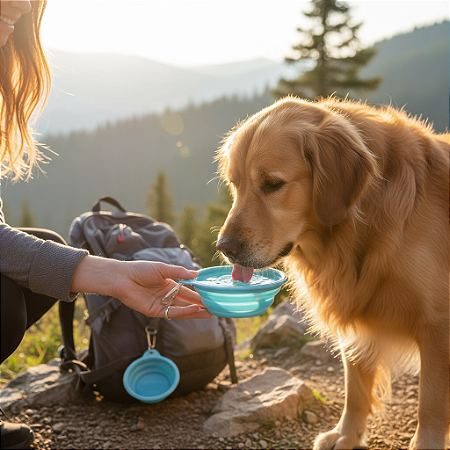 Bebedouro e comedouro Retrátil para Cães e Gatos 350ml