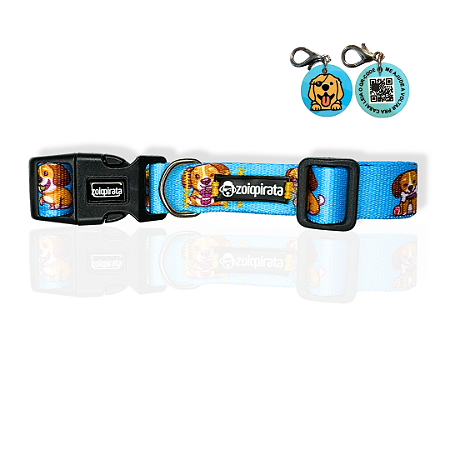 Coleira para cachorros com Tag QR Code Puppy