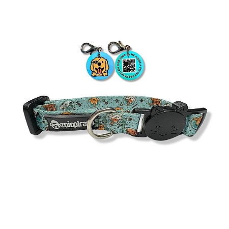 Coleira para Gatos com Tag QR Code Breakaway Anti-Enforcamento Gatitude