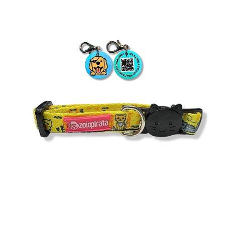Coleira para Gatos com Tag QR Code Breakaway Anti-Enforcamento Meow