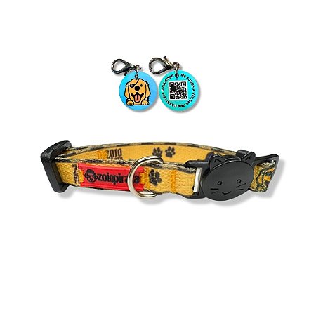 Coleira para Gatos com Tag QR Code Breakaway Anti-Enforcamento ZoioPirata