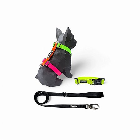Kit Peitoral H antipuxão para cachorros com Coleira e Guia Sambô