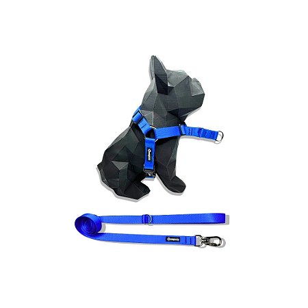 Kit Peitoral Y Antipuxão para cachorros com Guia Azul Royal