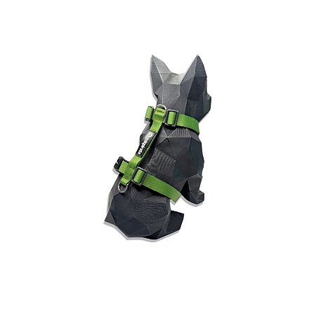 Peitoral H antipuxão para cachorros Verde Militar