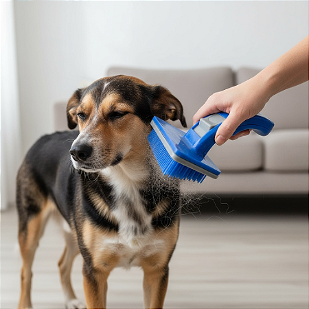 Rasqueadeira Escovação Pet Brush com Botão Removedor de Pelos
