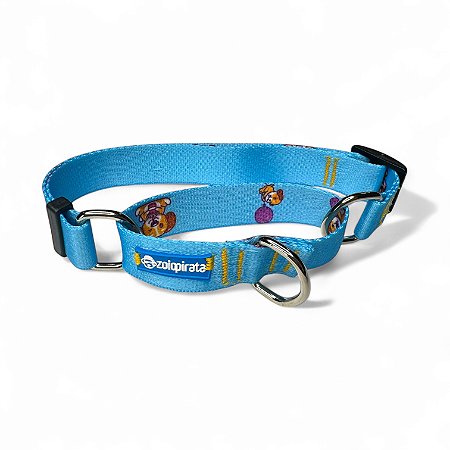 Coleira Martingale Antifuga para cachorros Celeste