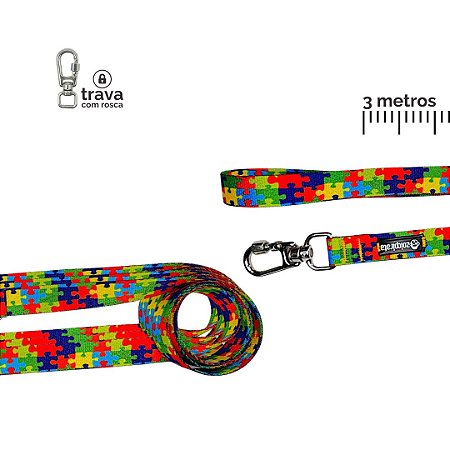 Guia Longa 3 metros para cachorros Quebra-Cabeça Autismo Suporte Emocional
