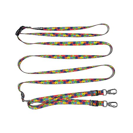 Guia Mãos Livres Dupla para cachorros Quebra-Cabeça Autismo Suporte Emocional