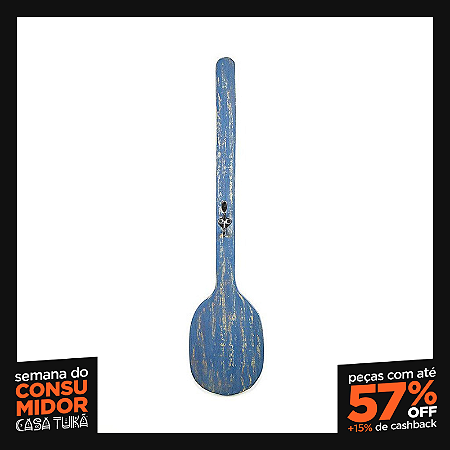 Colher de Parede Madeira - Azul Lunar (Cabide/Porta Toalha)