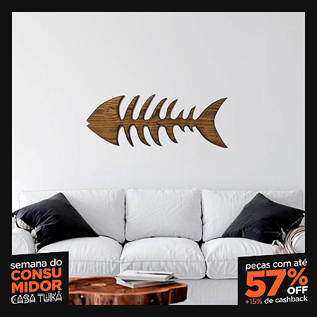 Espinha de Peixe Madeira Grande (1Mx40Cm) - Escultura de Parede
