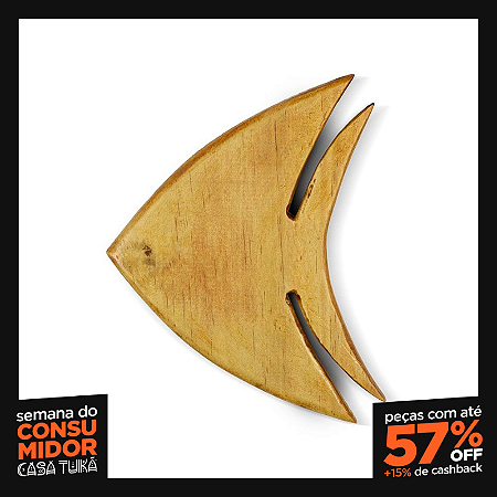 Peixe Decorativo de Madeira Clara Artesanal (21x17cm) | Casa Tukã