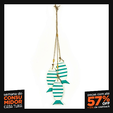 Penca Decorativa Peixes Listrados Verde Madeira Artesanal | Casa Tukã
