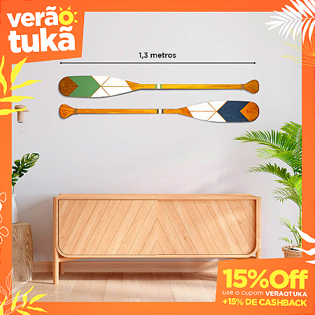 Kit 2 Remos Decorativos Canadenses Artesanais em Madeira (Pinturas C2 e C3)