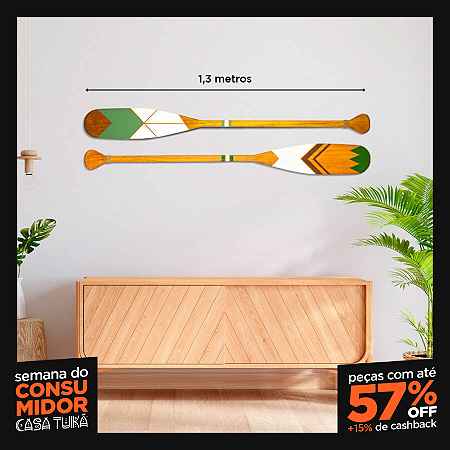Kit 2 Remos Decorativos Canadenses Artesanais em Madeira (Pinturas C3 e C7)