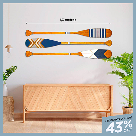 Kit 3 Remos Decorativos Canadenses Artesanais em Madeira (Pinturas C2, C6 e C8)