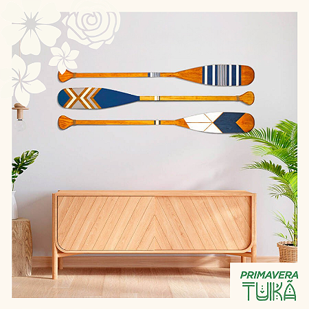 Kit 3 Remos Decorativos Canadenses Artesanais em Madeira (Pinturas C2, C6 e C8)