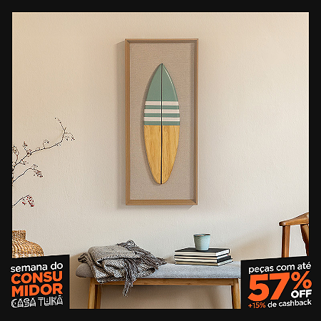 Quadro Artesanal Prancha de Surf - Single Verde Trilha (70x30cm)