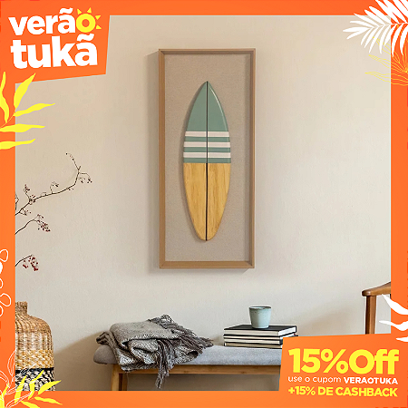 Quadro Artesanal Prancha de Surf - Single Verde Trilha (70x30cm)