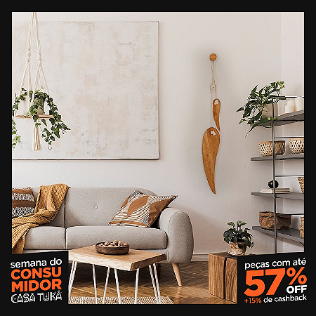 Pendente Folha Bico na Corda em Madeira - Decoração de Parede Artesanal