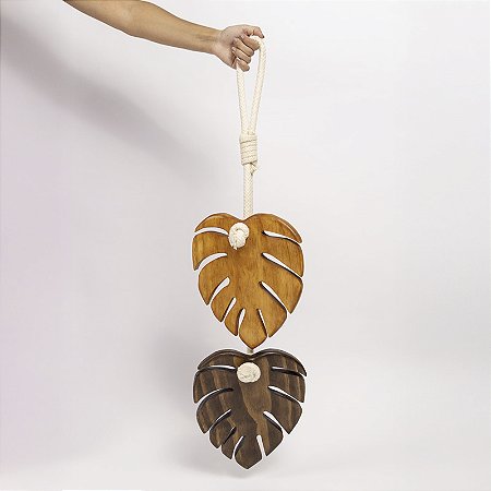 Pendente de corda com 2 Folhas Costela de Adão