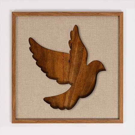 Quadro Artesanal em Alto Relevo 60x60  Pomba Cor: Ipe
