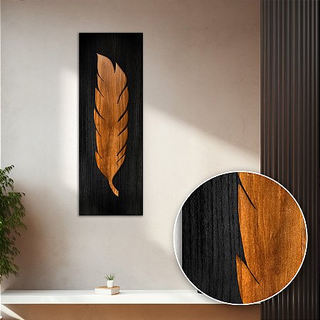 Quadro Pena em Alto Relevo - Fundo Preto - (100x35cm)