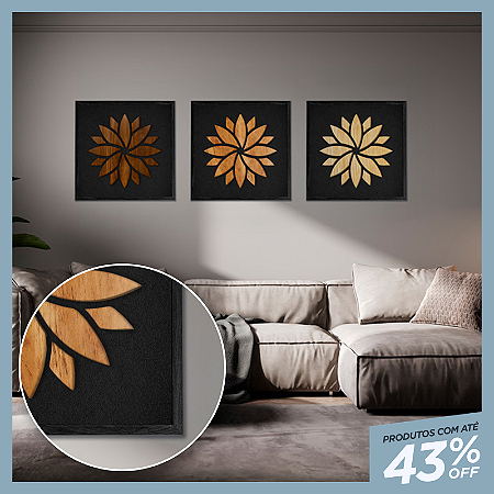 Kit 3 Quadros Mandala em Alto Relevo - C/Moldura