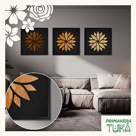 Kit 3 Quadros Mandala em Alto Relevo - C/Moldura