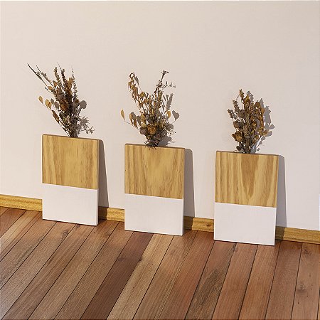 Kit 3 Vasos Wall - Madeira Artesanal (35x23cm)