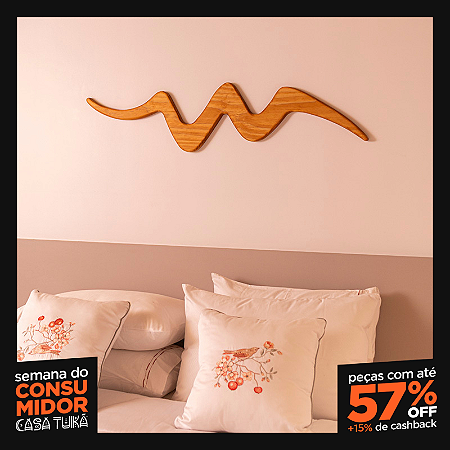 Escultura de Parede 117X30 cm - Montanhas - Cor: Imbuia