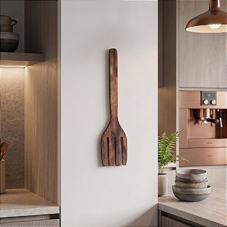 Garfo em Madeira - Decoração Area Gourmet (68x14cm)
