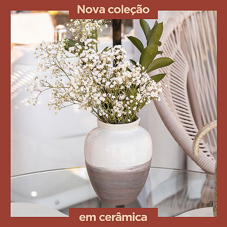 Vaso em Cerâmica Mod: Moka de 15x12cm - Cor: Erva Doce e Cimento Queimado