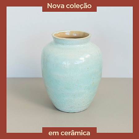 Vaso em Cerâmica Mod: Moka de 15x12cm - Cor: Erva Doce