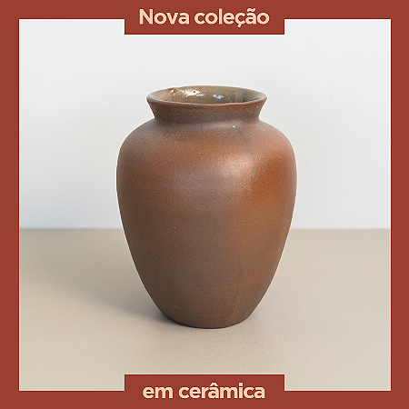 Vaso em Cerâmica Mod: Moka de 15x12cm - Cor: Marrom Envelhecido