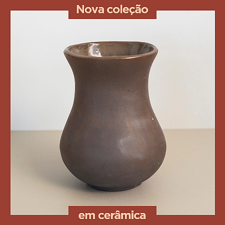 Vaso em Cerâmica Mod: Savana de 15x12cm - Cor: Terracota Escuro