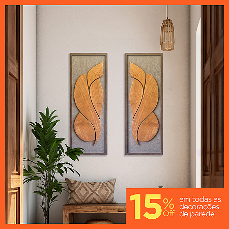 Kit de 2 Quadro Artesanal - Pétalas de Flores - (100x35) - Fundo em tecido
